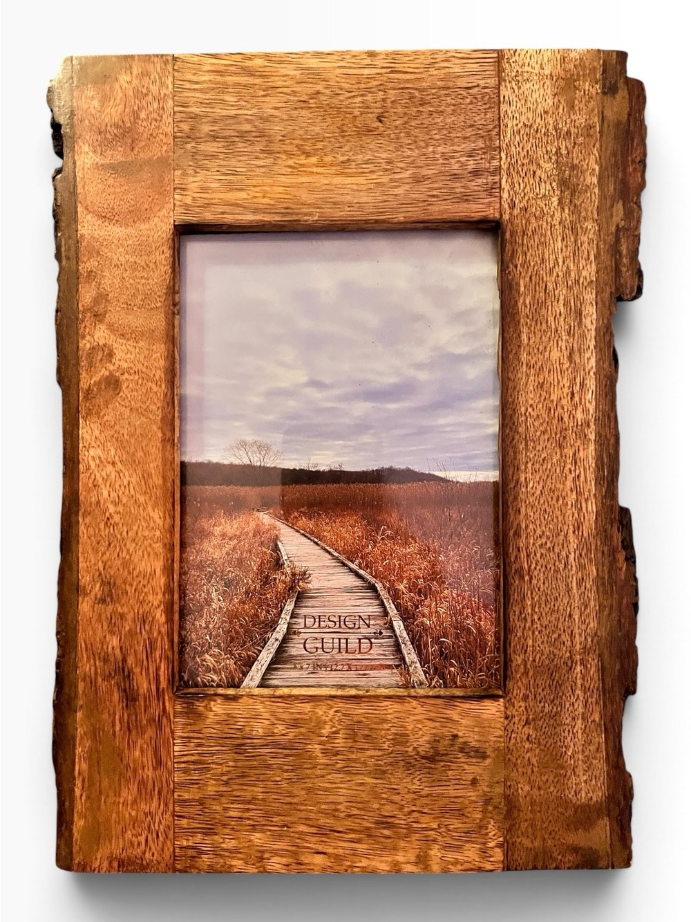 Design Guild 5 x 7 Wood Photo Frame 2-Side Live Edge Portrait Lodge Cabin Rustic